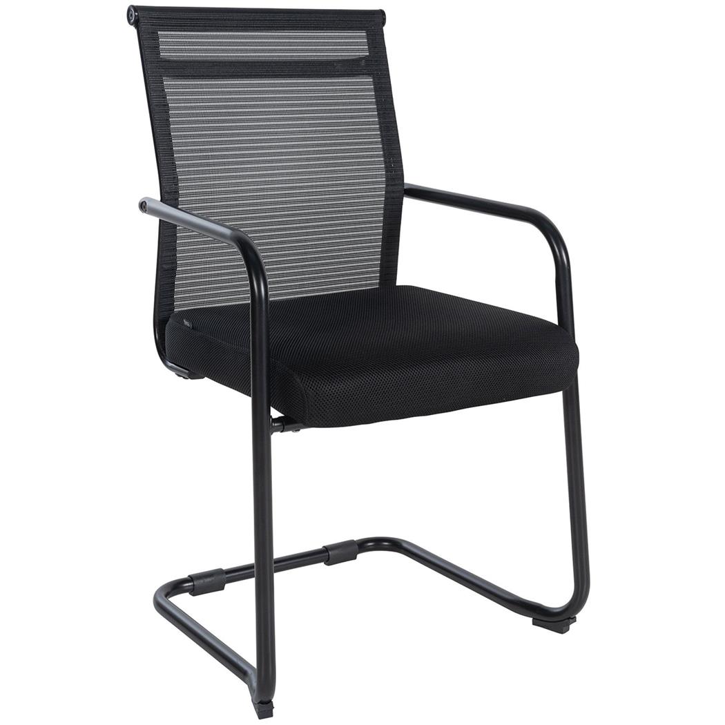 Krzesło Konferencyjne ORES, Metalowy Czarny Stelaż, Oddychająca Siatka i Tkanina kolor Czarny