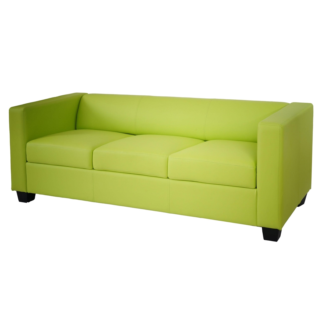 Sofa 3-osobowa BASILIO, Elegancki Design, Duży Komfort, Skóra, Kolor Zielony