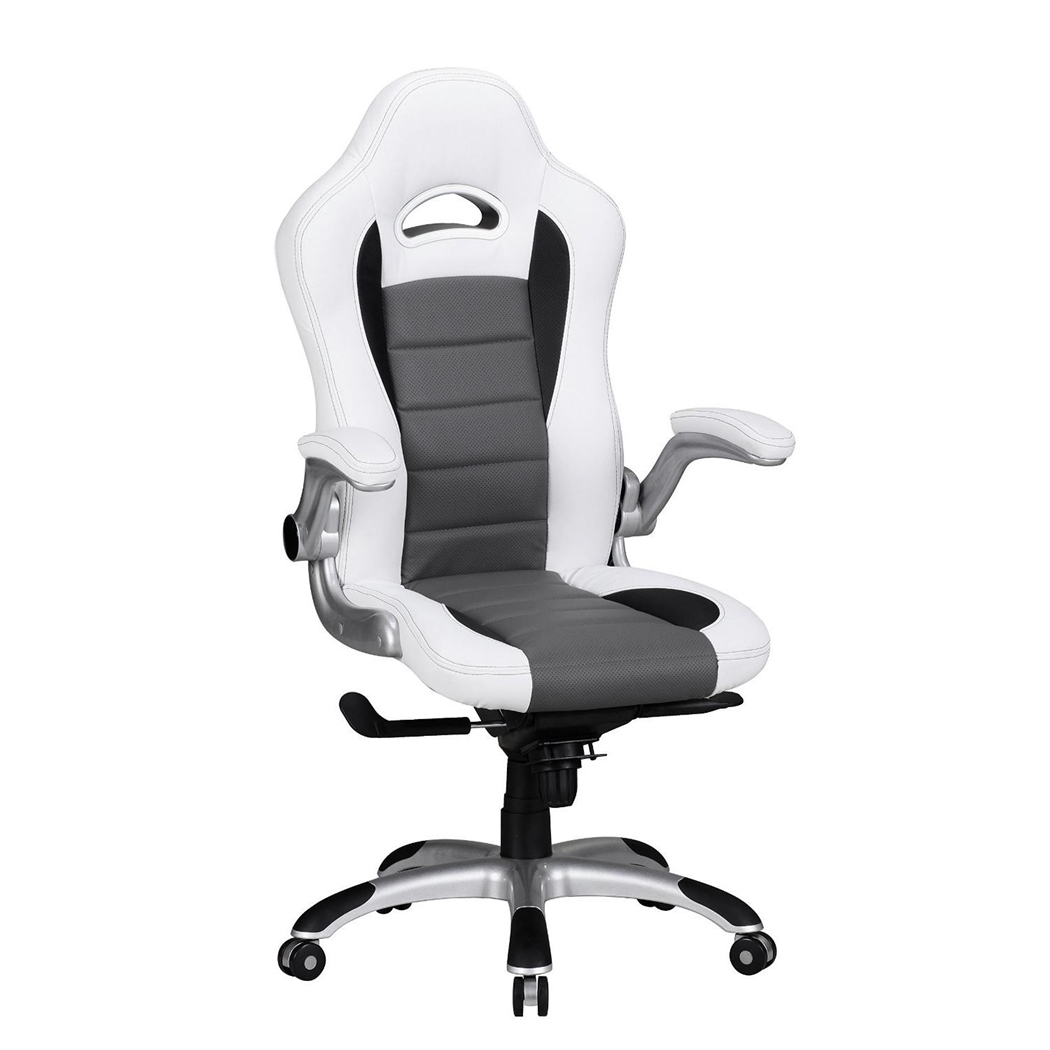 Krzesło do Komputera NORIS Gamingowy Design, Skórzana Tapicerka, Do Pracy 8 godz., Białe