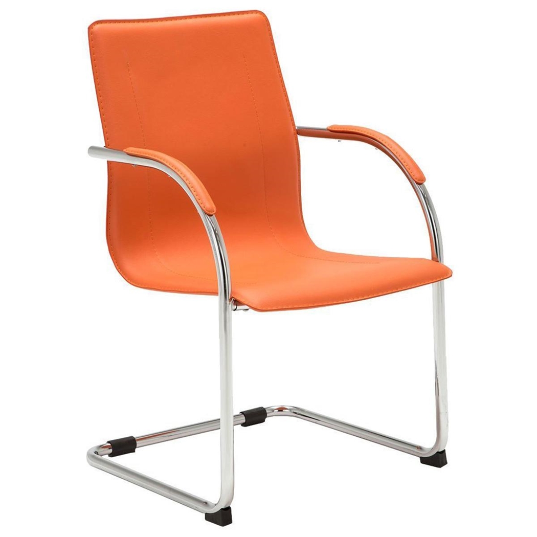 Krzesło Konferencyjne FLAP, Metalowy Stelaż, Elegancki i Nowoczesny Design, Skóra kolor Pomarańczowy