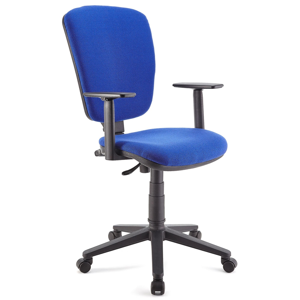 Krzesło Biurowe CALIPSO PLUS, Regulowane Oparcie i Podłokietniki, Solidne, Tkanina, Niebieskie