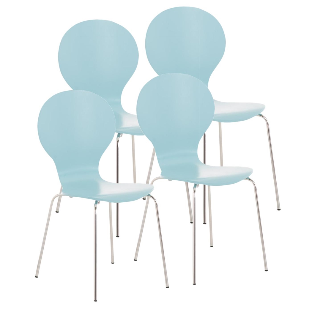 Zestaw 4 szt. Krzesła Konferencyjne CARVALLO, Metalowy Stelaż, Sztaplowane, Kolor Niebieski