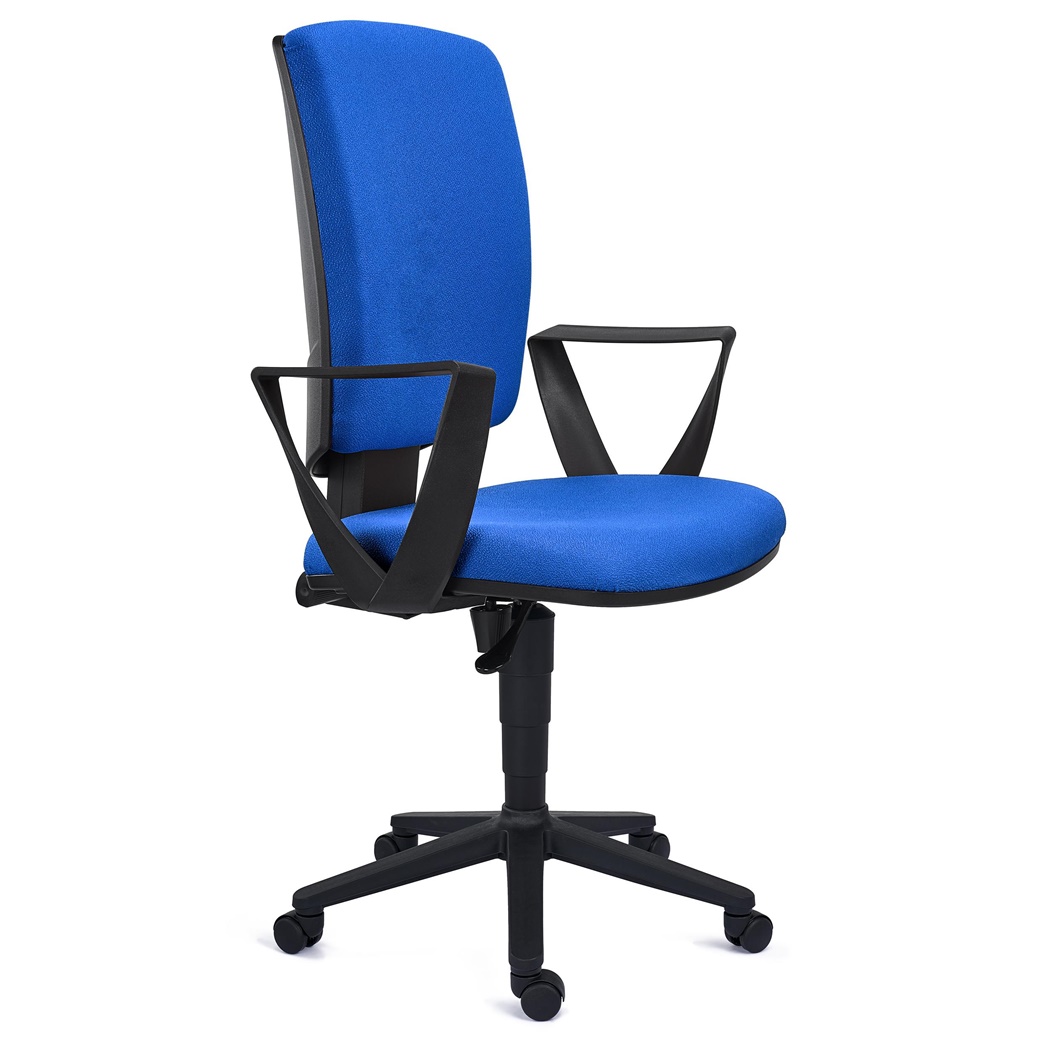 Krzesło Biurowe ATLAS, Regulowane Oparcie, Gruba Tapicerka, Tkanina, Niebieskie