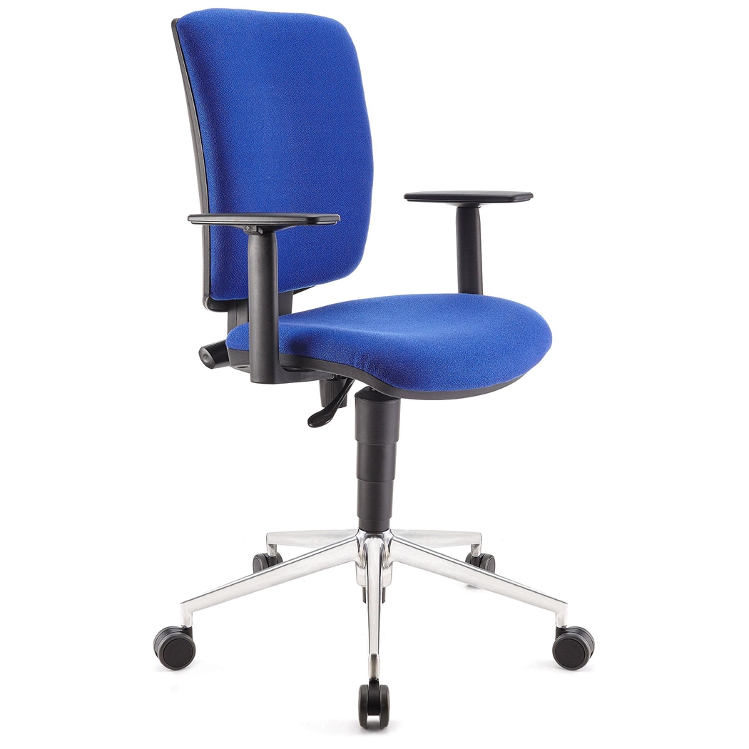 Krzesło Biurowe ATLAS PRO, Regulowane Oparcie i Podłokietniki, Metalowa Podstawa, Tkanina, Niebieskie