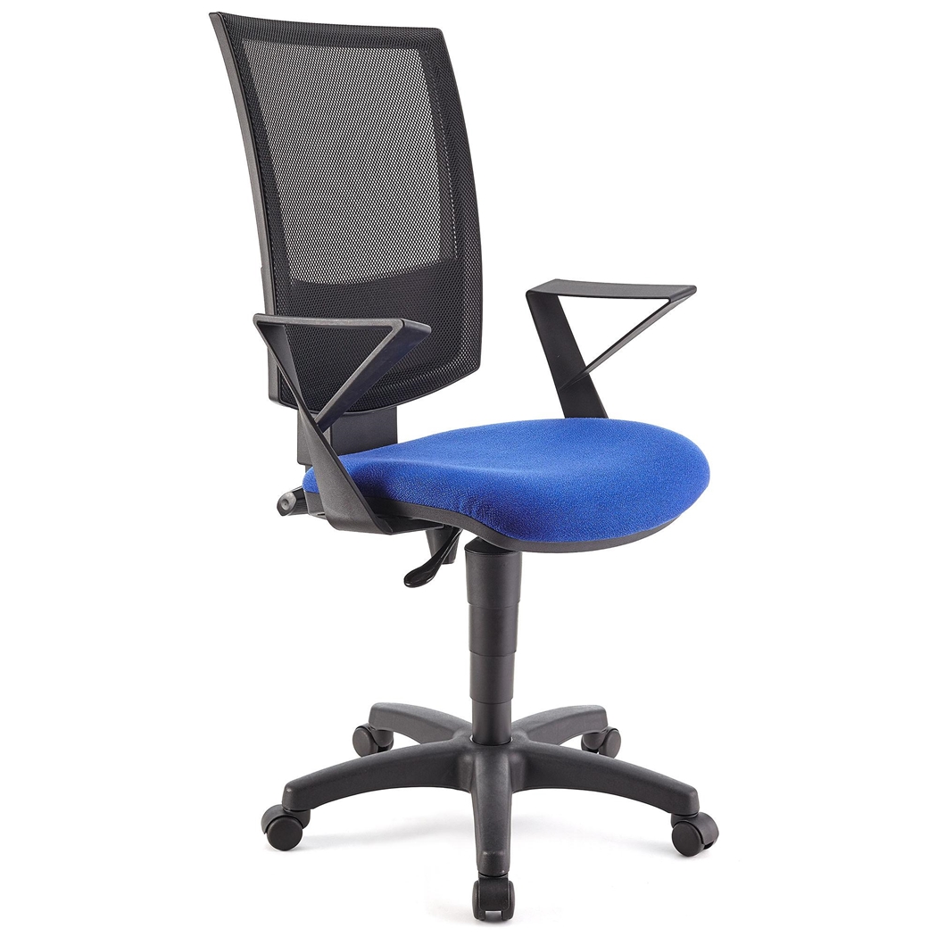 Krzesło Biurowe PANDORA, Regulowane Oparcie Siatkowe, Gruba Tapicerka, Niebieskie