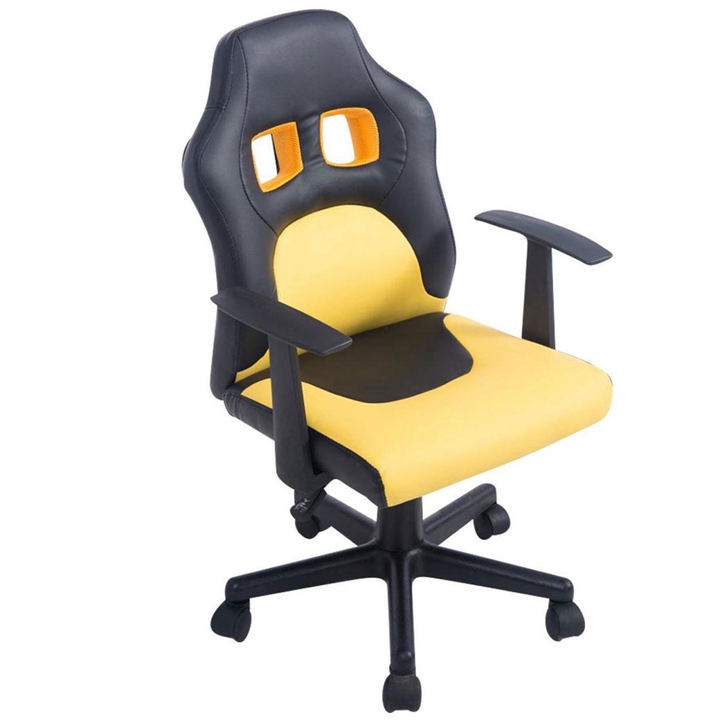 Krzesło Gamingowe dla Dziecka GOKU, Sportowy Design, Skóra kolor Czarno-Żółty