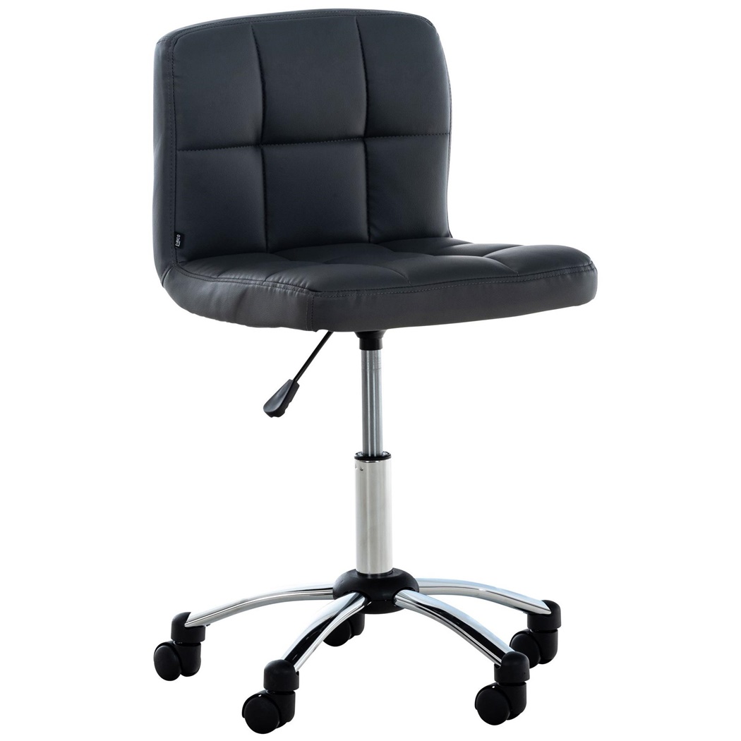 Krzesło / Hoker Biurowy LUKE, Gruba Tapicerka, Metalowy Stelaż, Skóra, kolor Szary