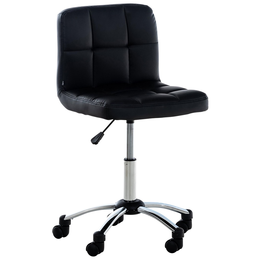 Krzesło / Hoker Biurowy LUKE, Gruba Tapicerka, Metalowy Stelaż, Skóra, kolor Czarny