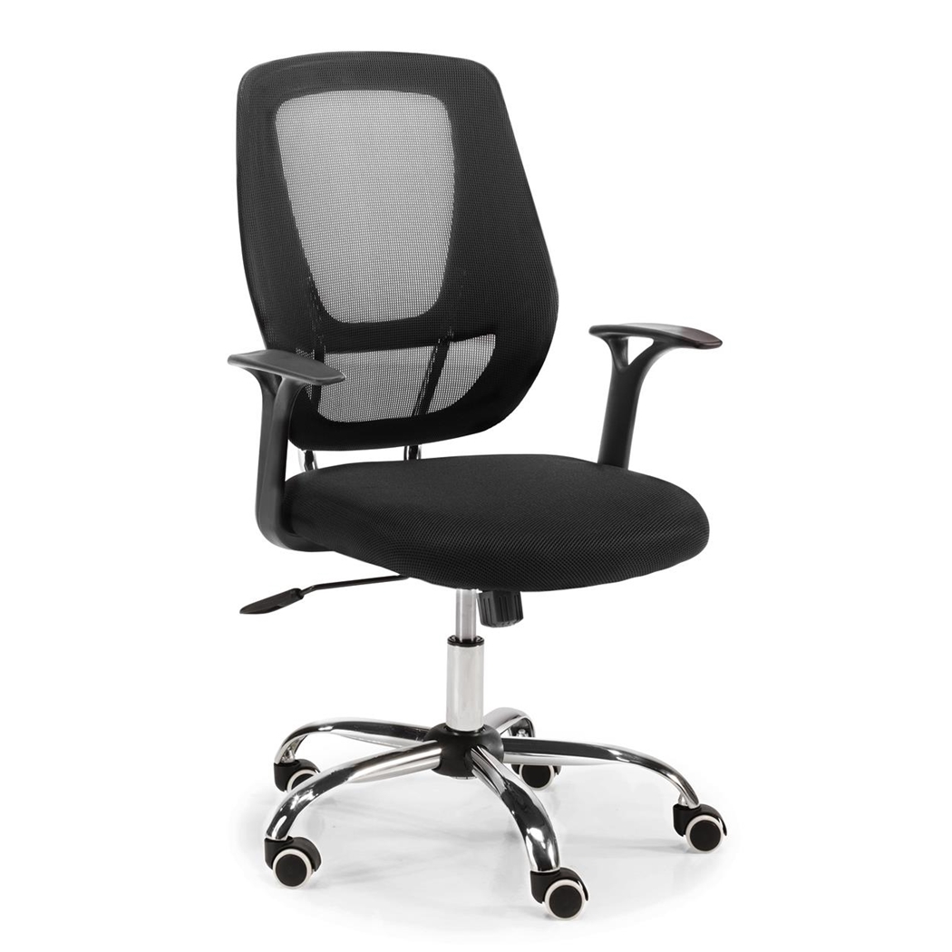 Krzesło Biurowe JAEN, Mechanizm Bujania, Metalowa Podstawa, Oddychające, Czarne