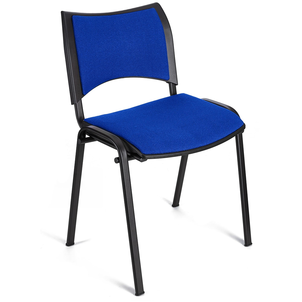 Krzesło Konferencyjne ROMEL, Wygodna Wyściółka, Sztaplowane, Czarne Nogi, Tkanina, Niebieskie