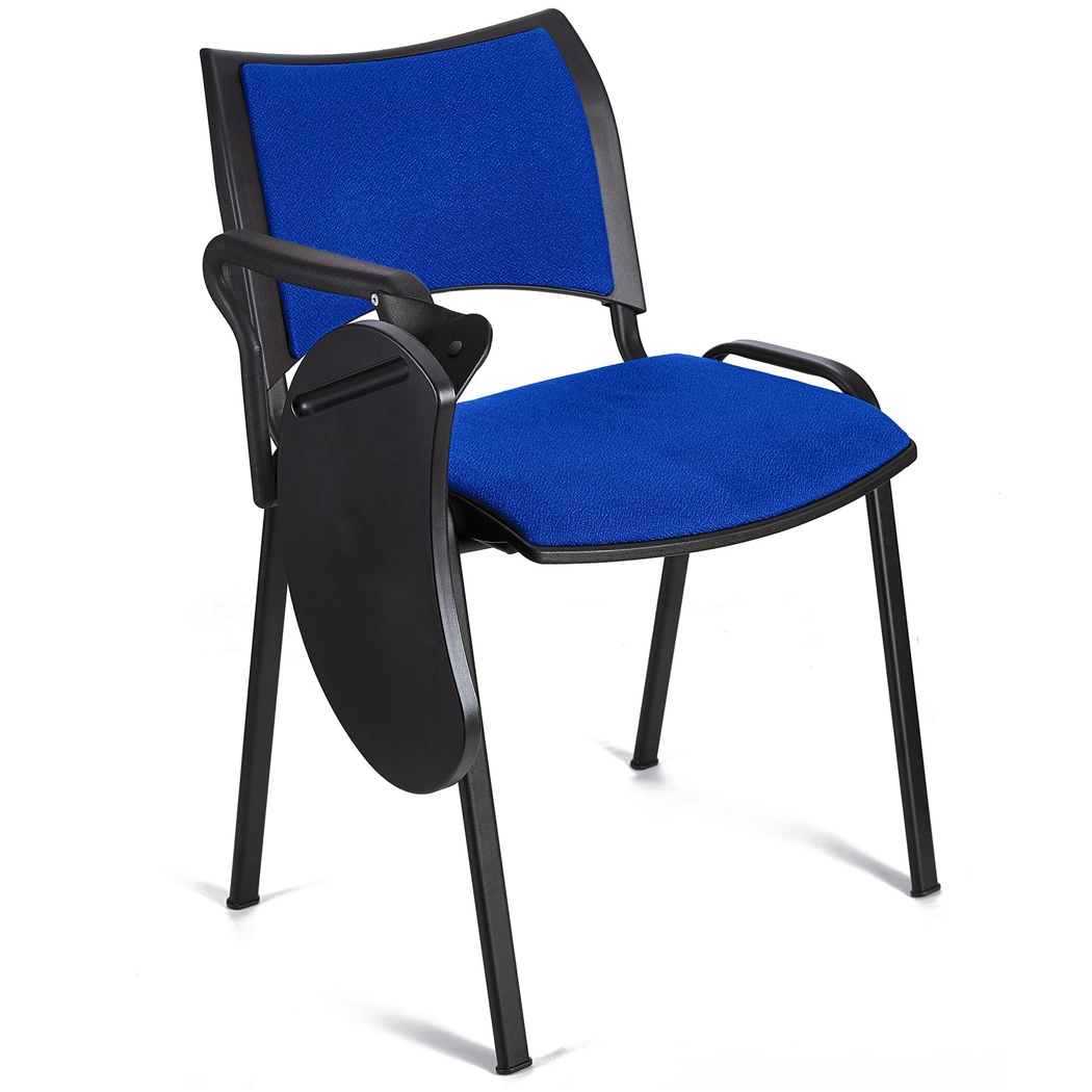 Krzesło Konferencyjne ROMEL Z PULPITEM, Sztaplowane, Czarne Nogi, Tkanina, Niebieskie