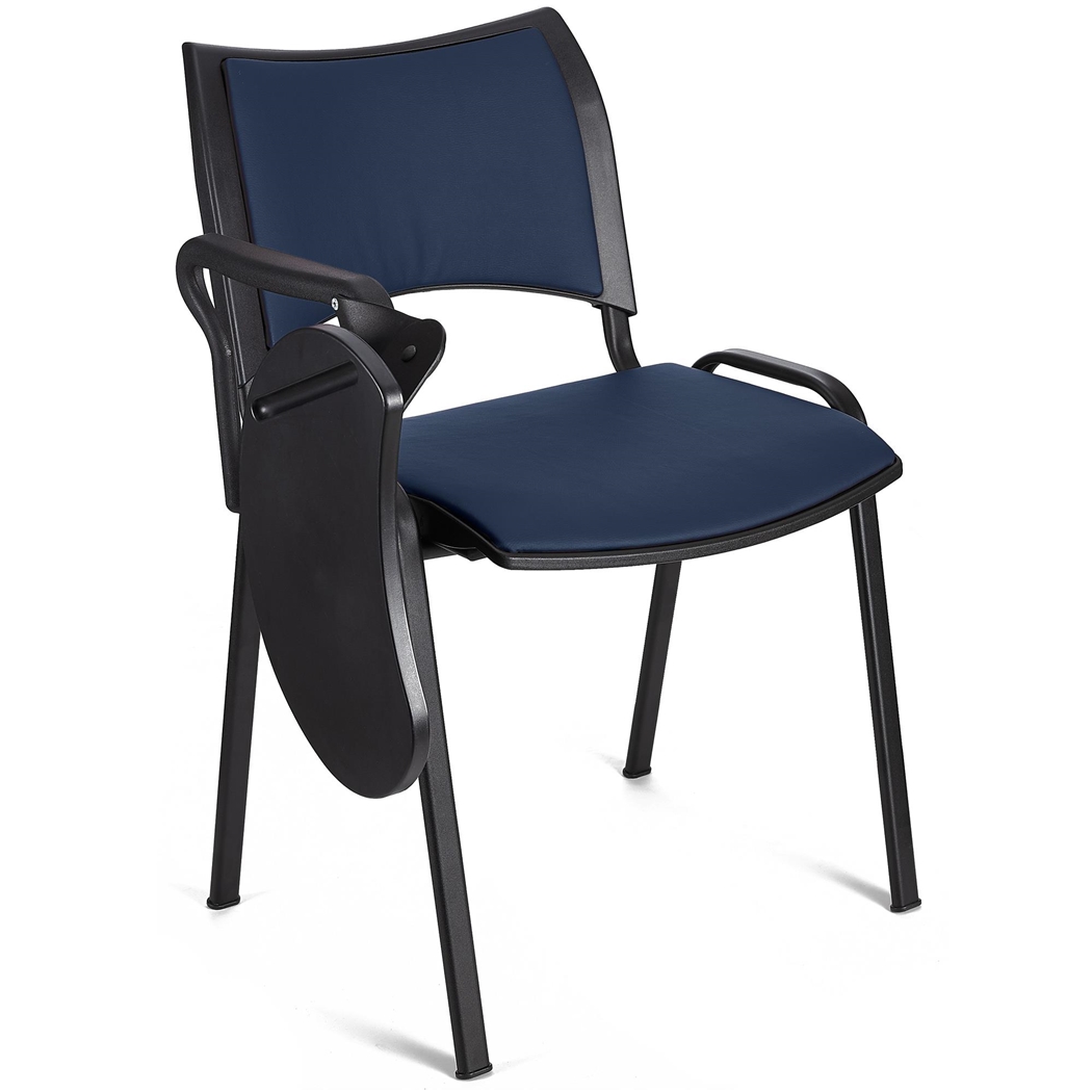 Krzesło Konferencyjne ROMEL Z PULPITEM SKÓRA, Sztaplowane, Czarne Nogi, Niebieskie