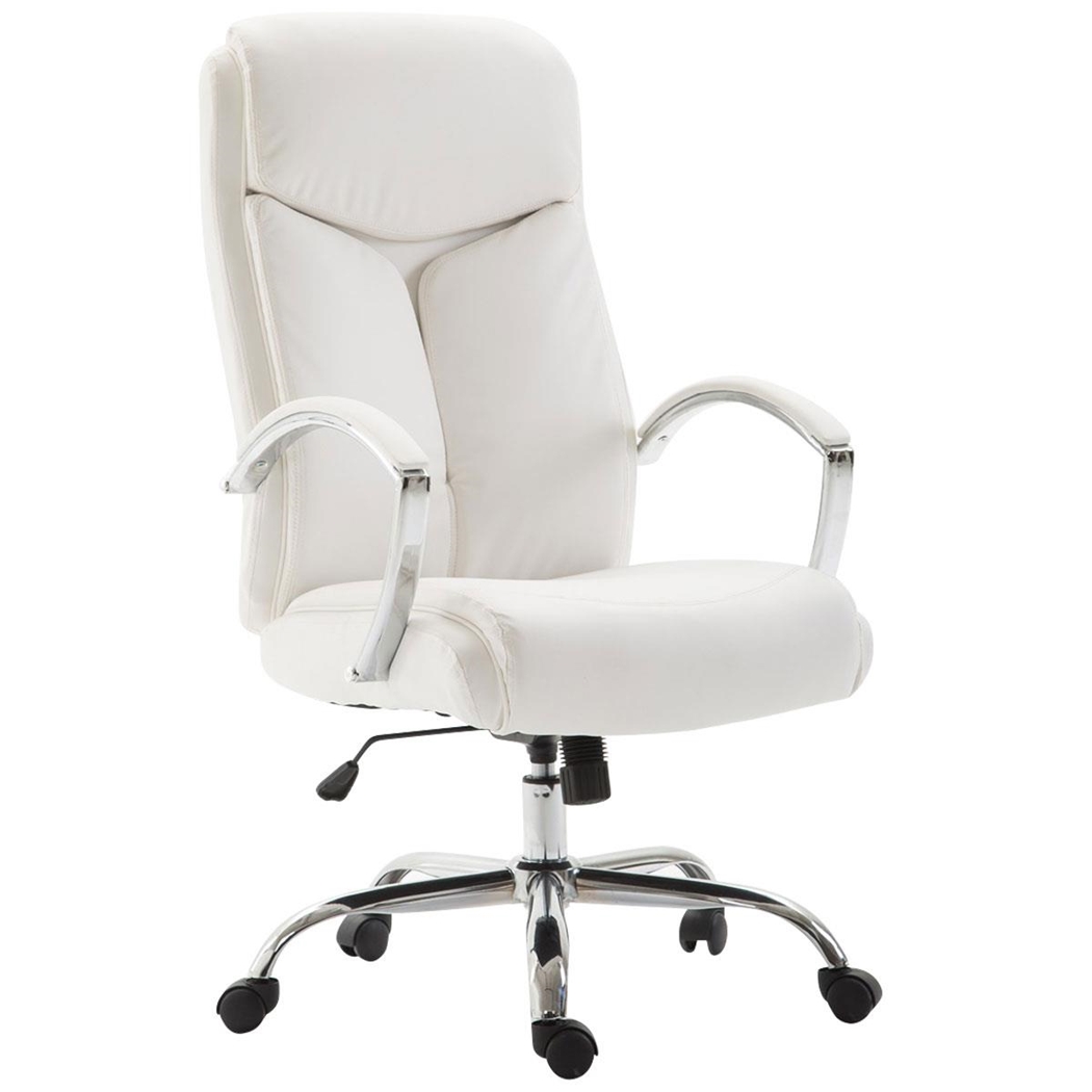 Krzesło Biurowe BAUDY, Miękkie Wypełnienie, Metalowa Podstawa, Skórzana Tapicerka, kolor Biały