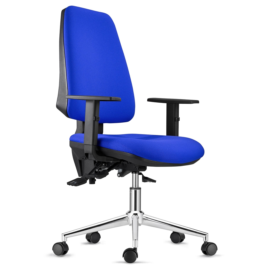 Krzesło Ergonomiczne INDIANA, z Tkaniny, kolor Niebieski, Metalowa Podstawa i Regulowane Podłokietniki