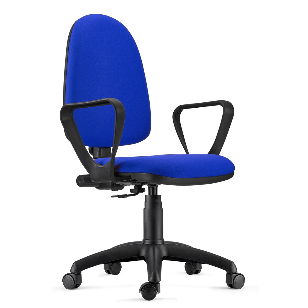 Krzesło Biurowe ANDREA, Regulowane Oparcie, Solidne i Wszechstronne, Podłokietniki, Tkanina, Niebieskie