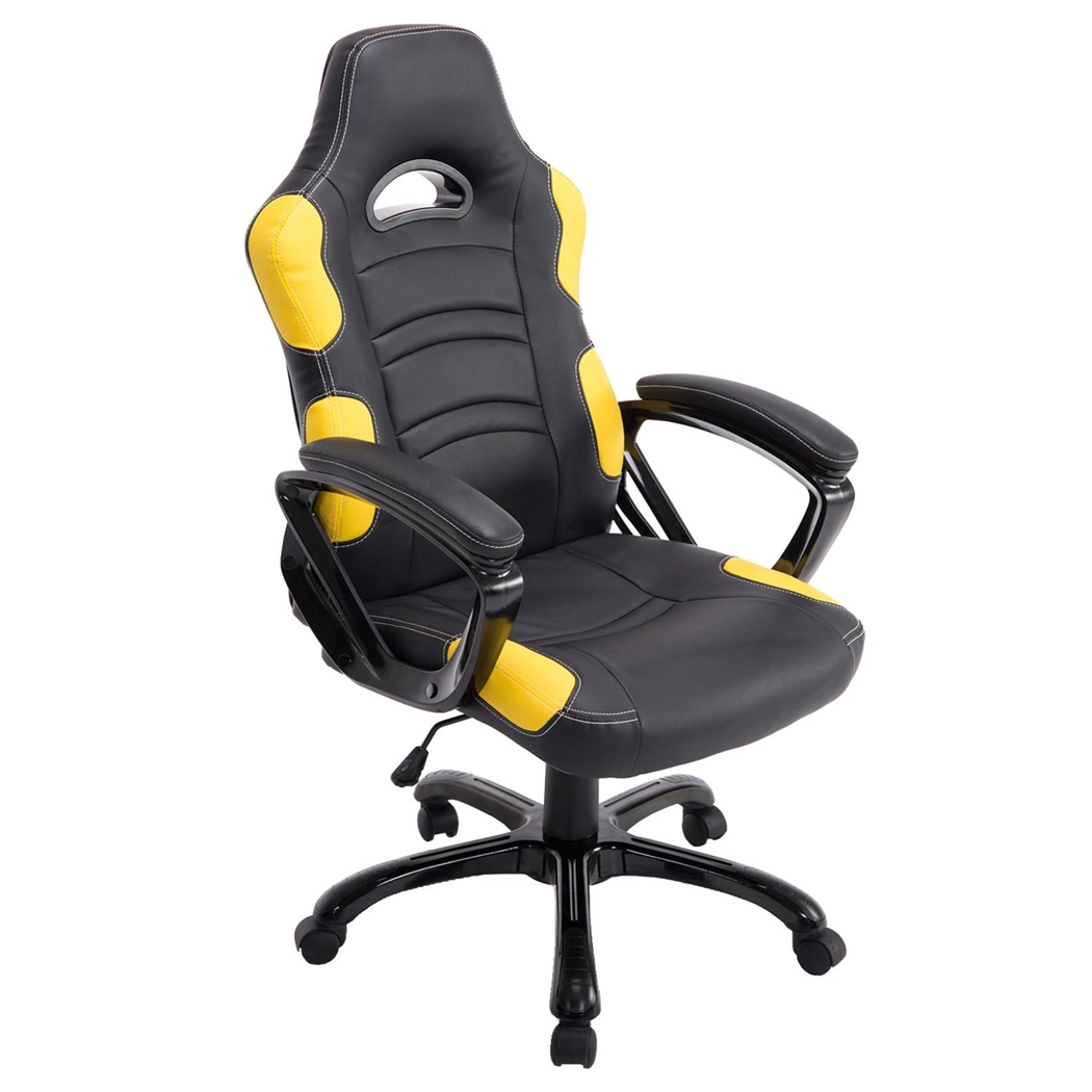 Krzesło Gamingowe AUKE, Rozkładane, Sportowy Design, Skóra kolor Czarno-Żółty