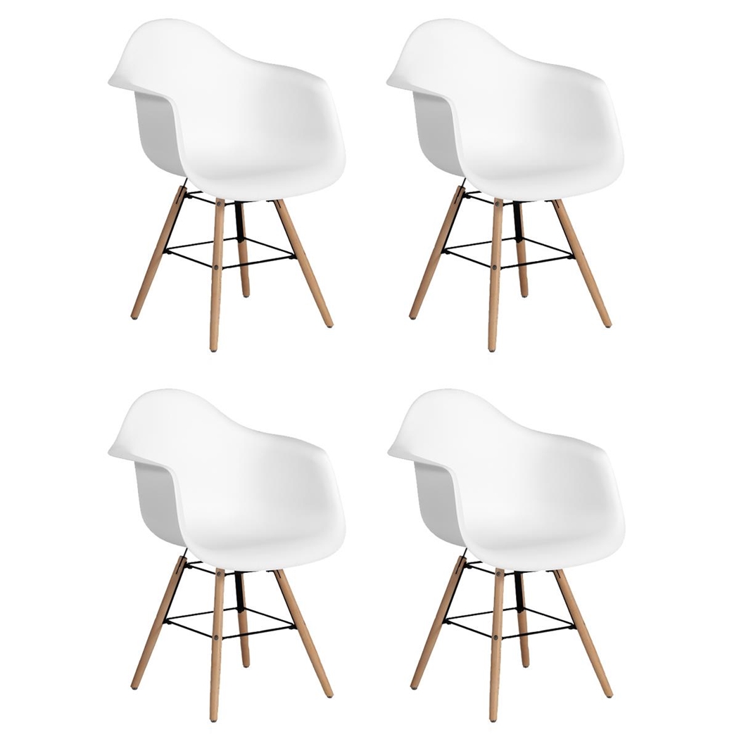 Zestaw 4 szt. Krzesła Konferencyjne GARI, Drewniane Nogi, Skandynawski Styl, Białe