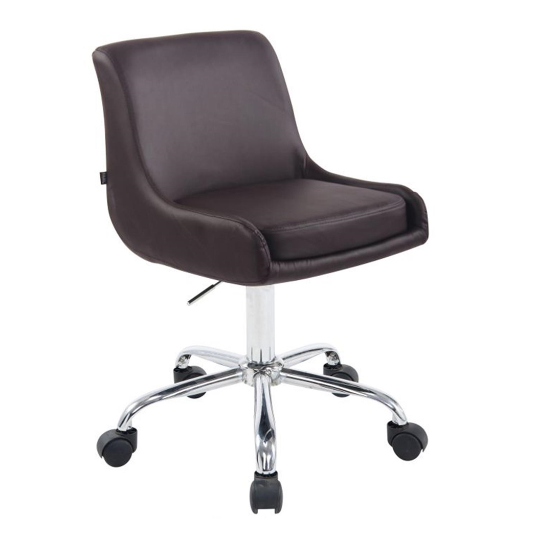 Krzesło Biurowe ASIA, Metalowa Podstawa, Ekskluzywny Design, Skóra, Kolor Brązowy