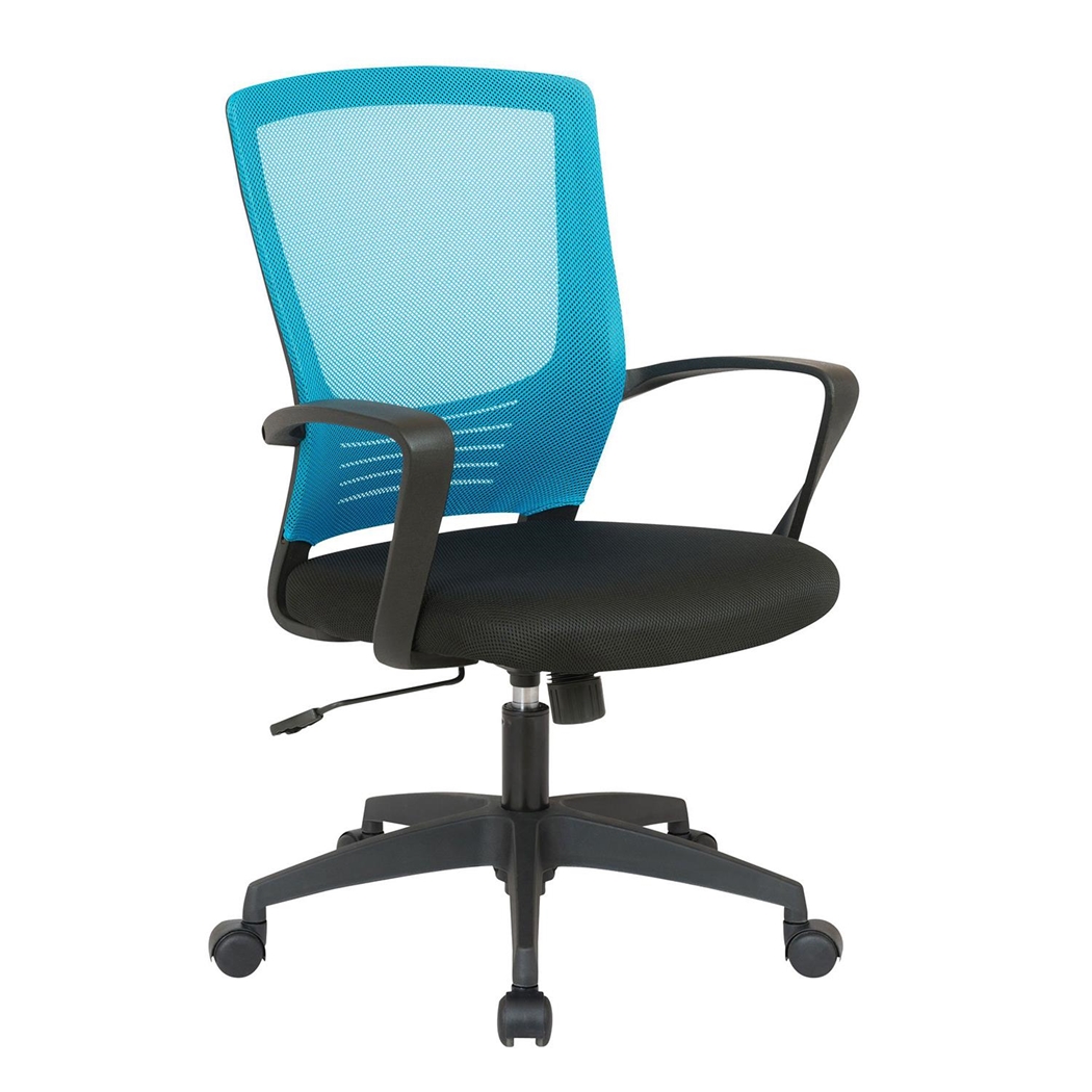 Krzesło Biurowe MALIBU, Atrakcyjny Design, Oddychająca Siatka i Tkanina, Kolor Niebieski