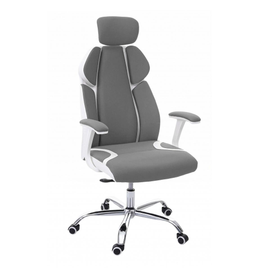 Krzesło Biurowe TUXON WHITE, Ekskluzywny Ergonomiczny Design, Tkanina, Kolor Szary