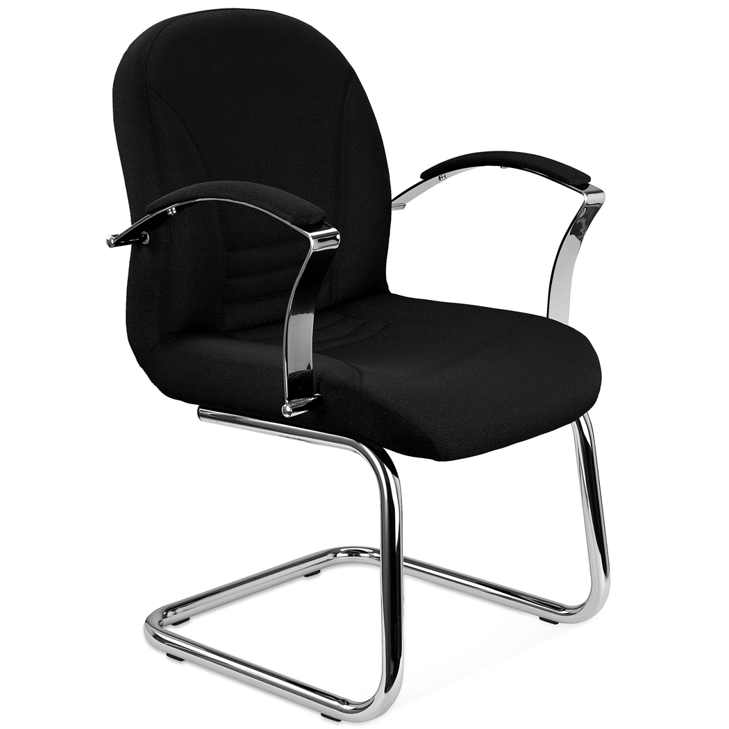 Krzesło Konferencyjne CANCUN, Elegancki Design, Metalowy Stelaż, Czarna Tkanina
