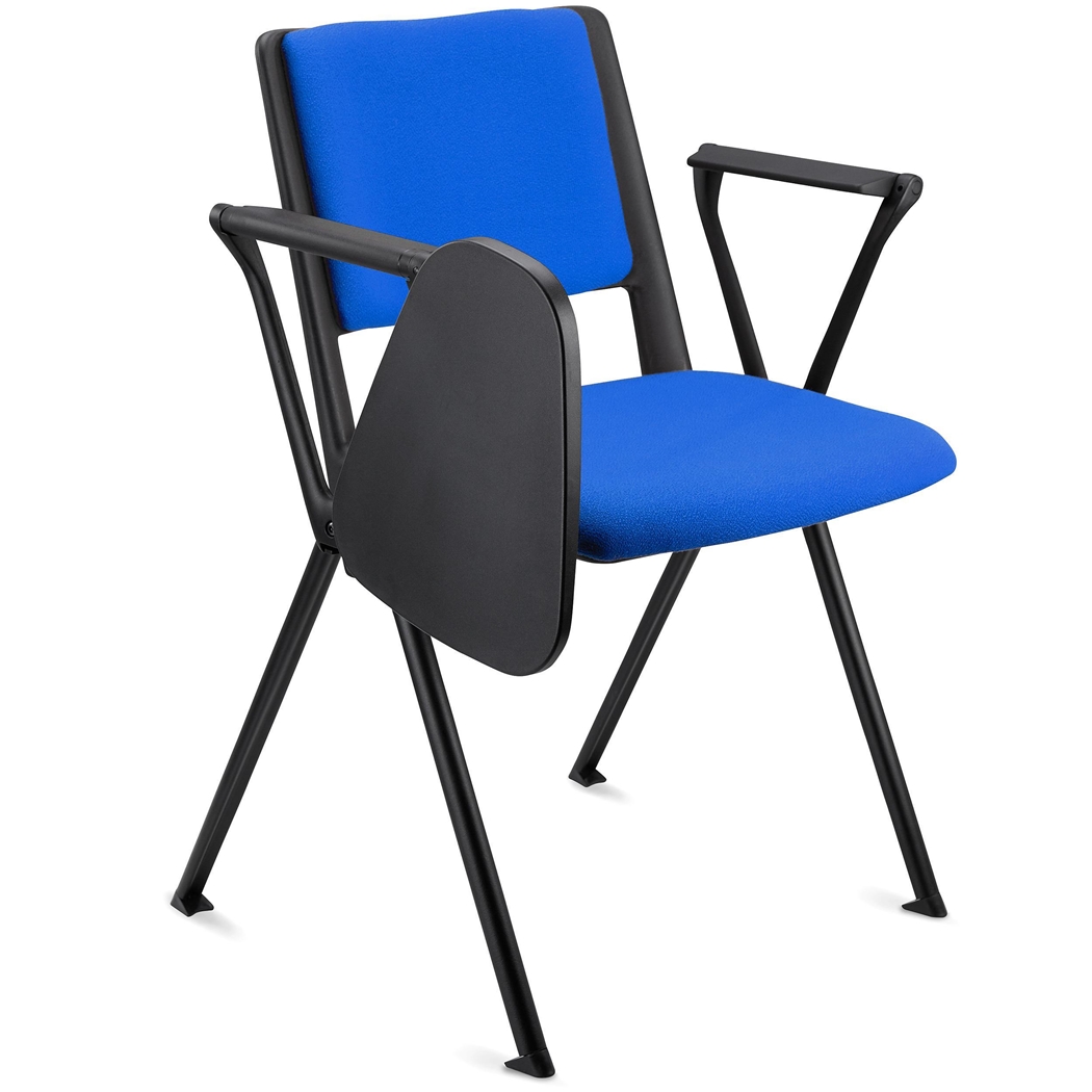 Krzesło Konferencyjne CARINA Z PULPITEM, Sztaplowane, Haczyki do Łączenia, Czarne Nogi i Niebieska Tkanina