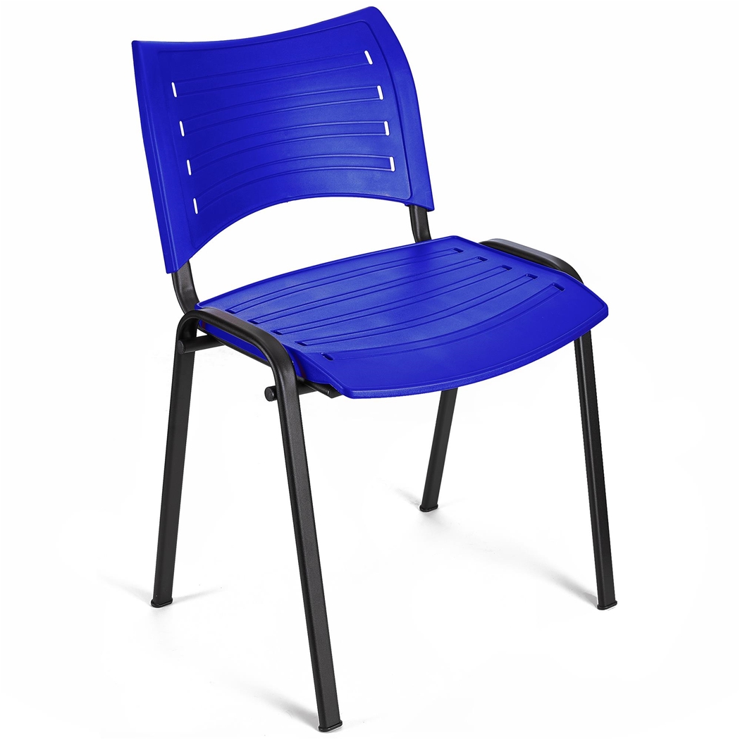 Krzesło Konferencyjne ELVA, Sztaplowane i Bardzo Praktyczne, Wysoka Jakość, Kolor Niebieski i Czarne Nogi