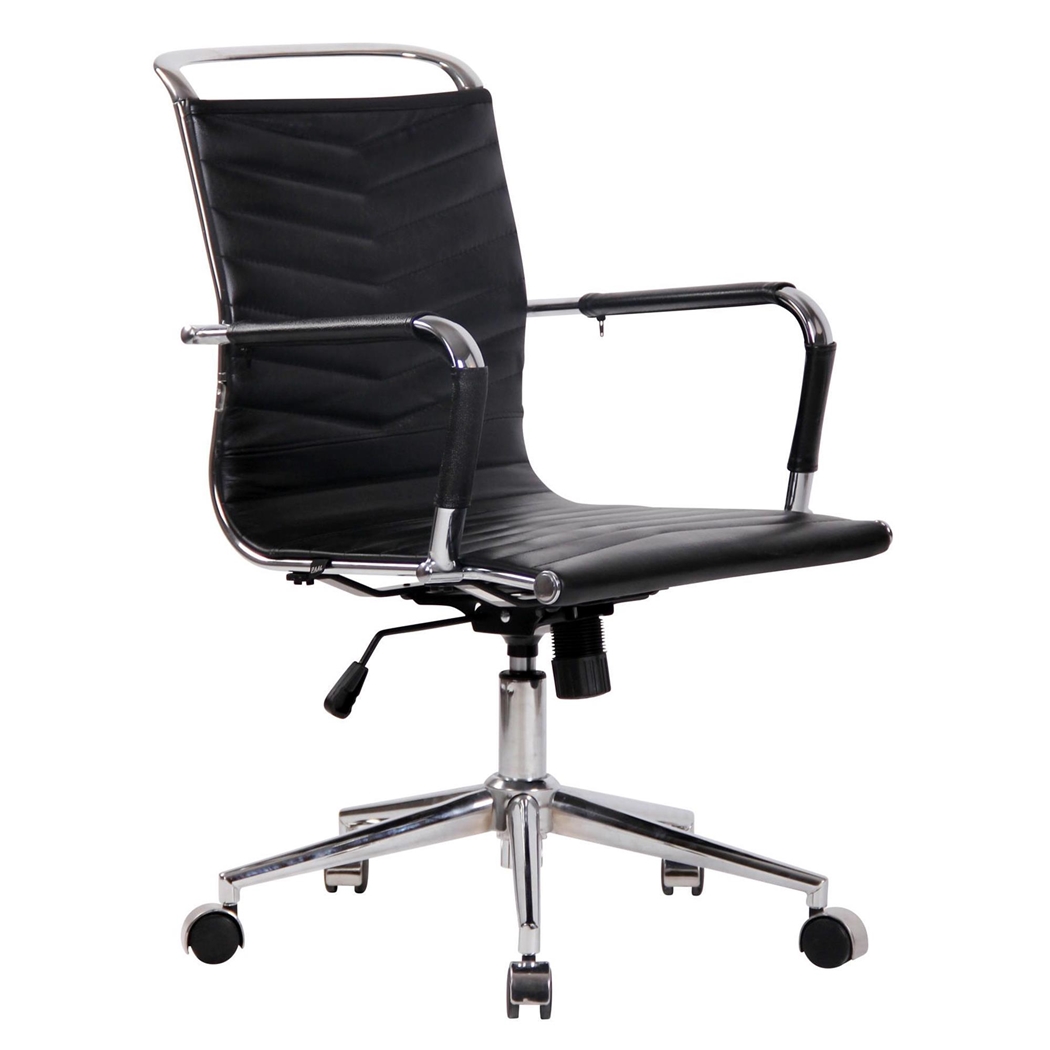 Krzesło Biurowe SIGRID SKÓRA NATURALNA, Elegancki Design z Pikowaniem, Czarne