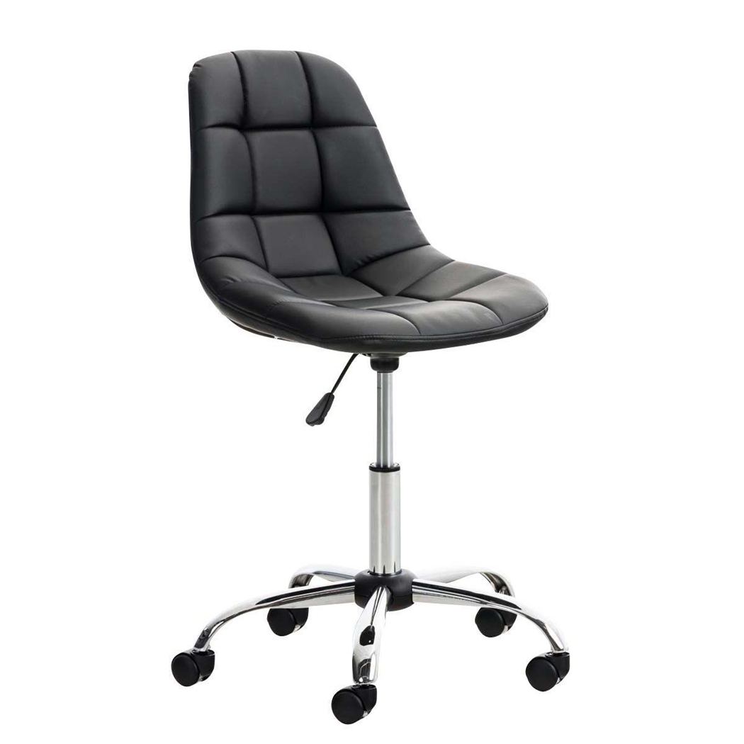 Krzesło Biurowe EMILY SKÓRA, Metalowy Stelaż, Ekskluzywny Design, Kolor Czarny