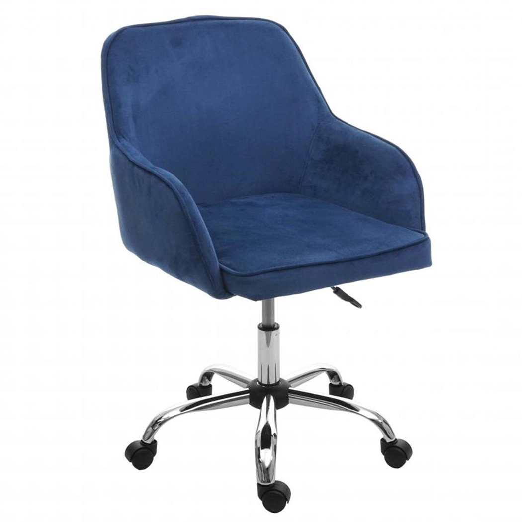 Krzesło Obrotowe LINDA, Ekskluzywny Design, Metalowa Podstawa, Aksamit kolor Niebieski