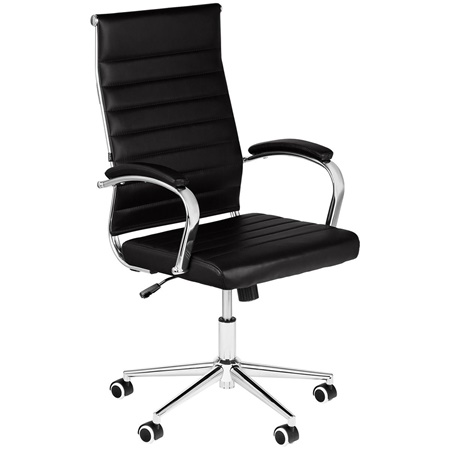 Krzesło Biurowe OXFORD, Elegancki Design, Bardzo Wygodne, Skórzane, Czarne
