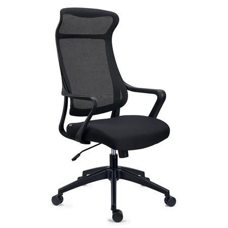 Krzesło Biurowe VIRGO, Ergonomiczne, Zagłówek, Jakość i Oryginalny Design, Siatkowe, Czarne