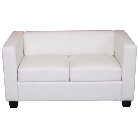 Sofa 2-osobowa BASILIO, Elegancki Design, Duży Komfort, Skóra, Kolor Biały