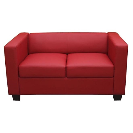 Sofa 2-osobowa BASILIO, Elegancki Design, Duży Komfort, Skóra, Kolor Czerwony