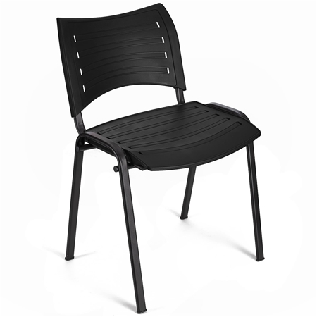 Krzesło Konferencyjne ELVA, Sztaplowane i Bardzo Praktyczne, Wysoka Jakość, Kolor Czarny i Czarne Nogi