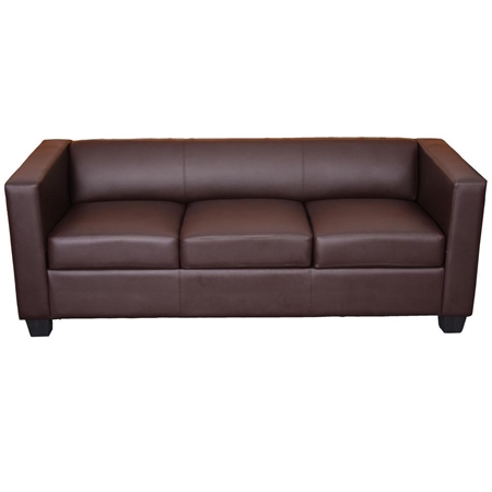 Sofa 3-osobowa BASILIO, Elegancki Design, Duży Komfort, Skóra, Kolor Brązowy