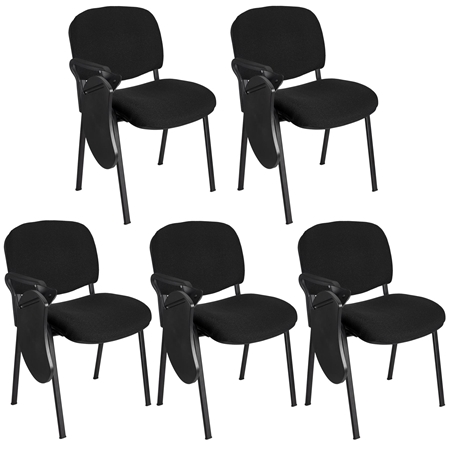 Zestaw 5 szt. Krzesła Konferencyjne MOBY ze składanym PULPITEM, Kolor Czarny i Czarne Nogi
