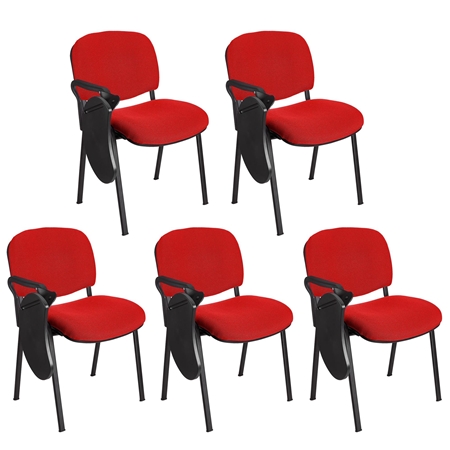 Zestaw 5 szt. Krzesła Konferencyjne MOBY ze składanym PULPITEM, Kolor Czerwony i Czarne Nogi