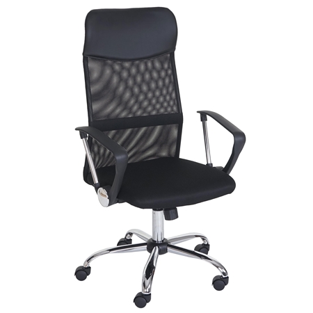 Krzesło Biurowe ASPEN II, Oddychająca siatka i Skóra, Super Cena, Kolor Czarny