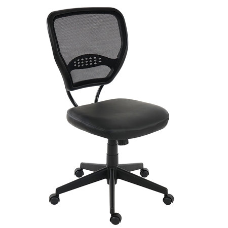 Krzesło Biurowe XXL (Do 150 kg) bez Podłokietników TENOYA BASE, Siatkowe Oparcie, kolor Czarny