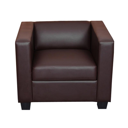 Fotel 1-osobowy BASILIO, Elegancki Design, Duży Komfort, Skóra, Kolor Brązowy
