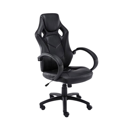 Krzesło Gamingowe JARAMA, Bardzo Wygodne, Sportowy Design, Skóra i Tkanina, Kolor Czarny
