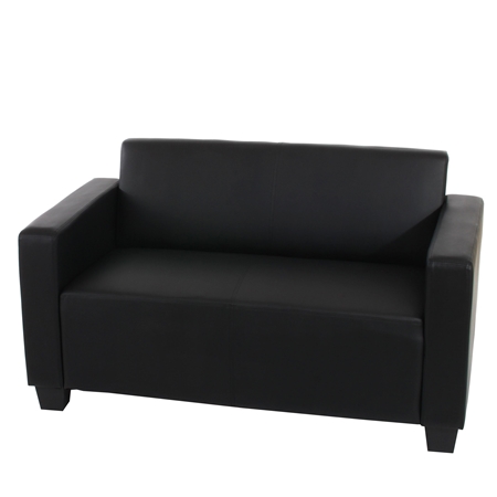 Sofa 2-osobowa RODDY, Duży Komfort i Nowoczesny Design, Skórzana Tapicerka kolor Czarny