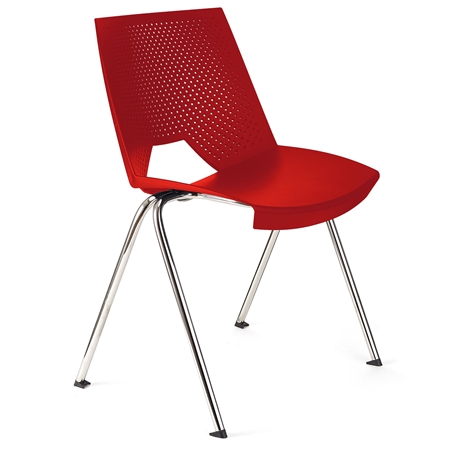 Krzesło Konferencyjne ENZO, Wygodne i Praktyczne, Sztaplowane, Kolor Czerwony