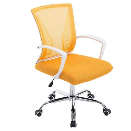 Krzesło Biurowe CUBA, Metalowy Stelaż, Oddychająca Siatka, Kolor Żółty