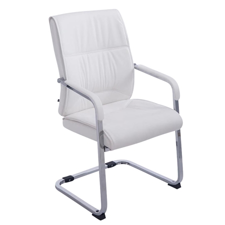 Krzesło Konferencyjne MAEL, Metalowy Stelaż, Gruba Tapicerka, Skóra kolor Biały