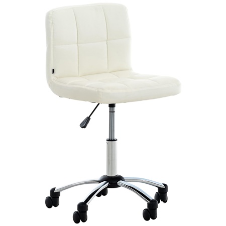 Krzesło / Hoker Biurowy LUKE, Gruba Tapicerka, Metalowy Stelaż, Skóra, kolor Biały
