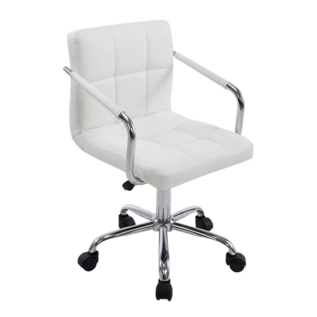 Krzesło Biurowe BETTY, Gruba Tapicerka, Metalowy Stelaż, Skóra kolor Biały