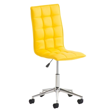 Krzesło Biurowe BULGARI, Piękny Design, Metalowa Podstawa, Skórzana tapicerka, kolor Żółty