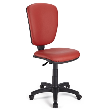 Krzesło Biurowe CALIPSO BEZ PODŁOKIETNIKÓW SKÓRA, Regulowane Oparcie, Czerwone